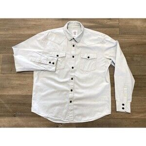 Topo Designs Mountain Shirt Mens XL Heavyweight Light Blue Denim Canvas Western